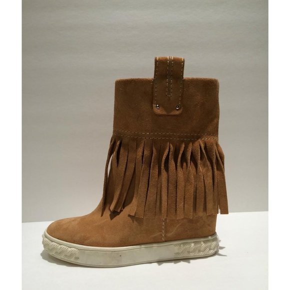 Casadei | Shoes | Casadei Camel Fringe Suede Wedge Ankle  Casadei Camel Fringe Suede Wedge Ankle Boots - Size 35 - NEW - Retail $680